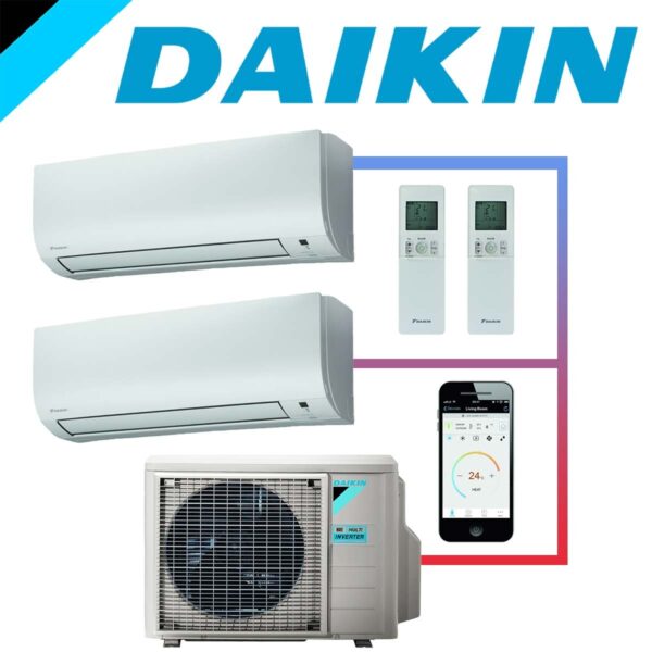 SET DAIKIN Comfora mit 2 Wandgeräten 2,0kW und Außeneinheit 4kW""