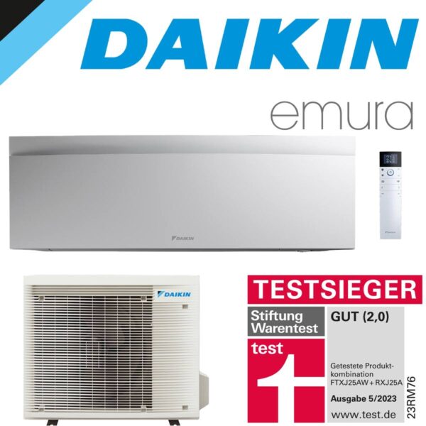 DAIKIN Emura 3 2,5 kW Singlesplit Set | Mattweiß | FTXJ25AW + RXJ25A""