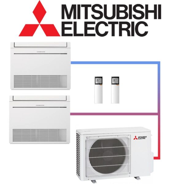 Mitsubishi Electric Set 2x 2,5 kW Truhengerät & 5,3 kW Außengerät...