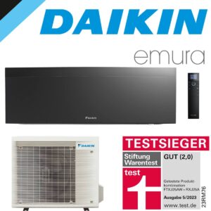 DAIKIN Emura 3 2,0 kW Singlesplit Set | Mattschwarz | FTXJ20AB +...