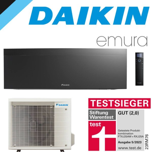 DAIKIN Emura 3 2,0 kW Singlesplit Set | Mattschwarz | FTXJ20AB +...