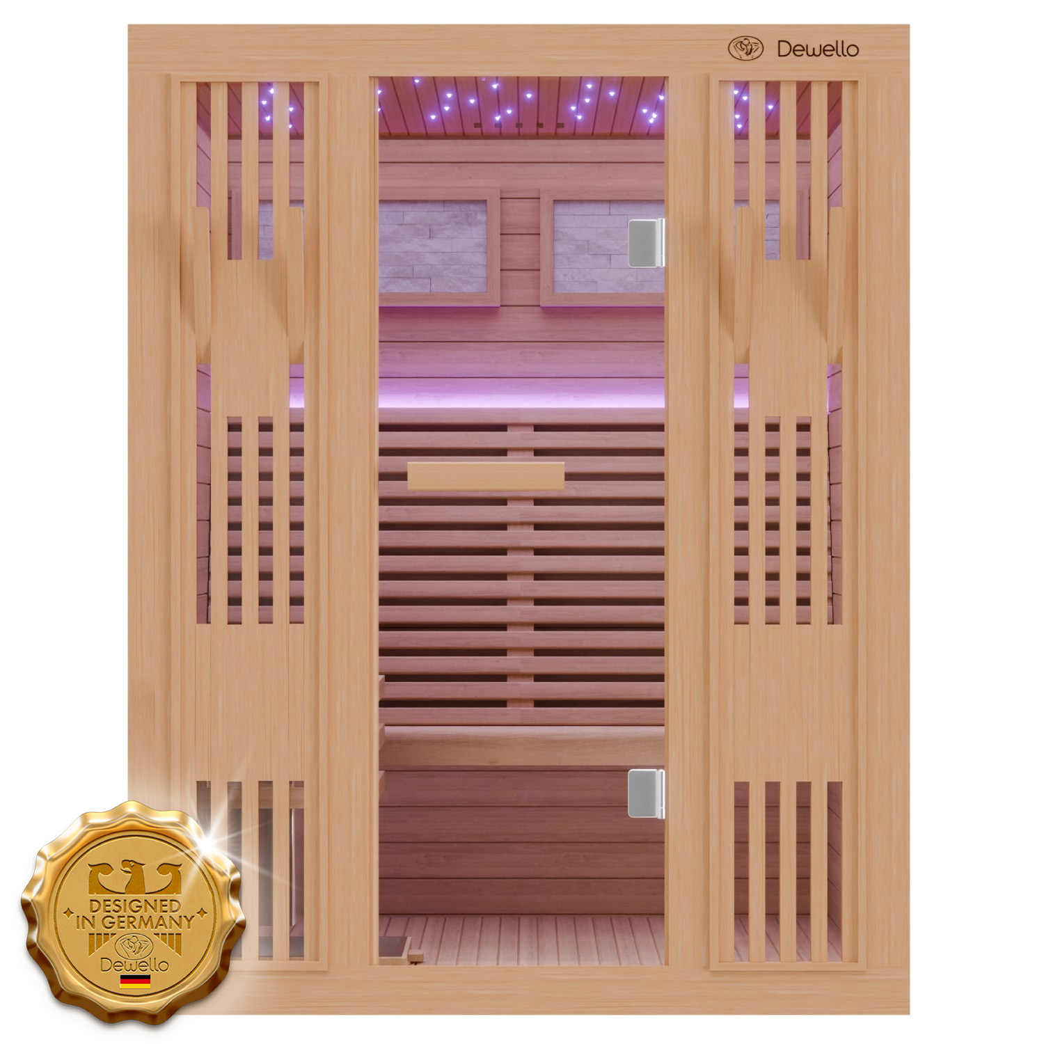 Dewello Finnische Sauna MINTO 150cm x 130cm 1 Dewello Finnische Sauna MINTO 150cm x 130cm
