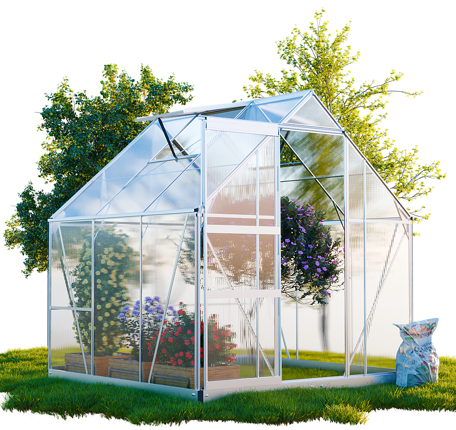 Gewächshaus CUNEO inkl. Fundament mit Dachfenster 190x190cm 1 Gewächshaus CUNEO inkl. Fundament mit Dachfenster 190x190cm