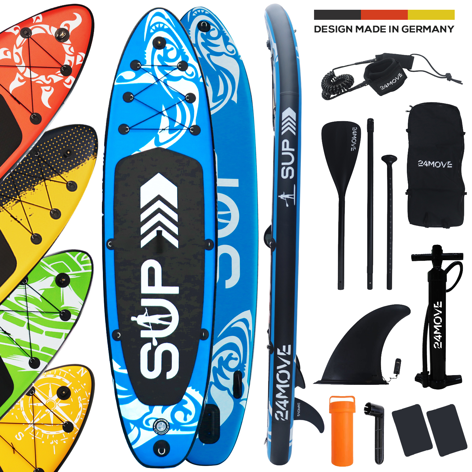 24MOVE® Standup Paddle SUP Board Set BLAU 320 1 24MOVE® Standup Paddle SUP Board Set BLAU 320