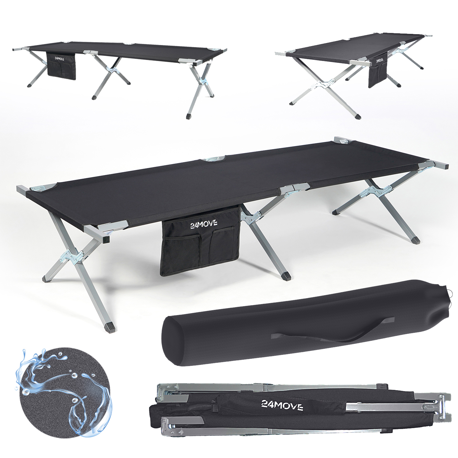 24MOVE® Feldbett Campingbett Klappbett Campingliege klappbar RIO 190 1 24MOVE® Feldbett Campingbett Klappbett Campingliege klappbar RIO 190