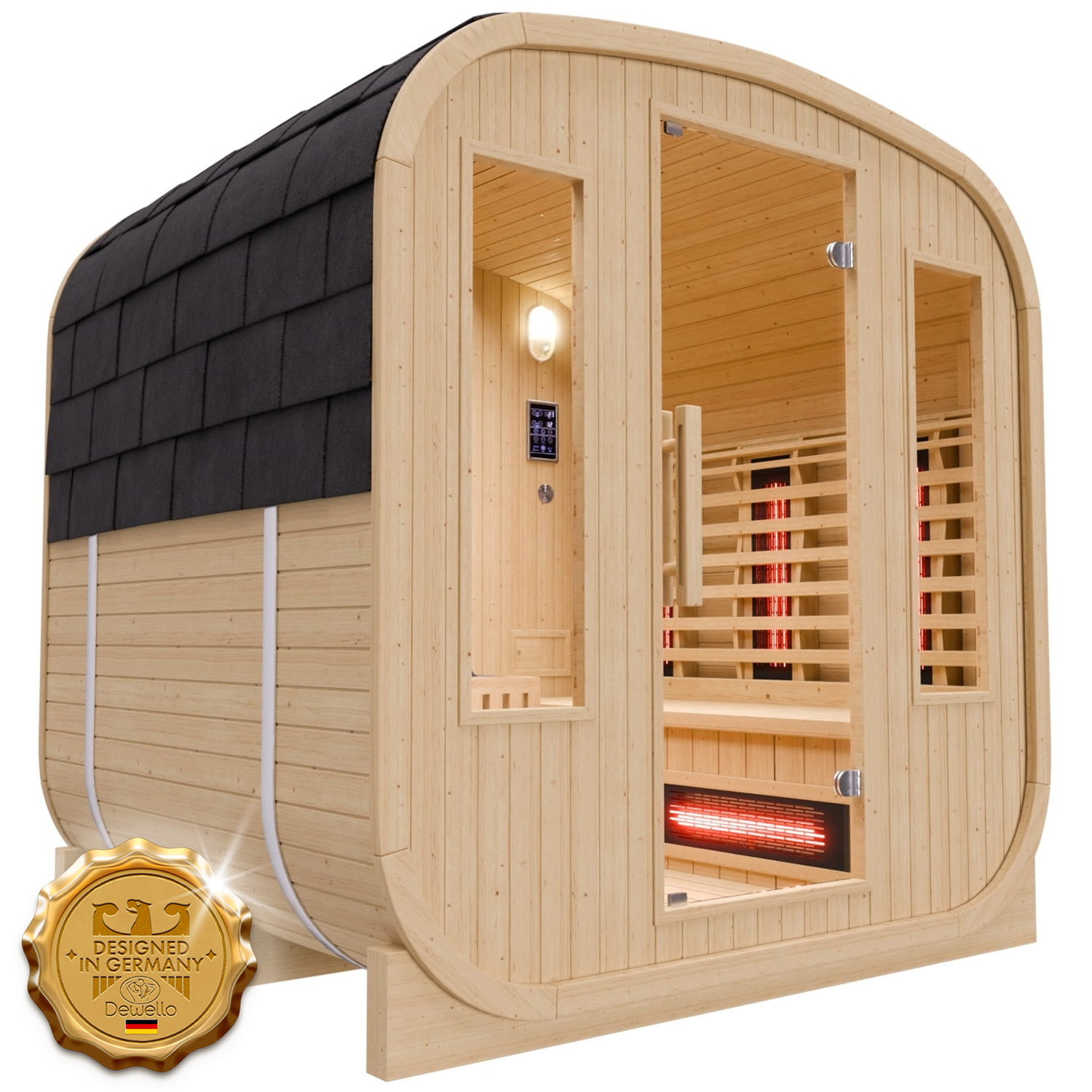 Dewello Cube Infrarot-Fasssauna Gartensauna RICHMOND 200x180 1 Dewello Cube Infrarot-Fasssauna Gartensauna RICHMOND 200x180