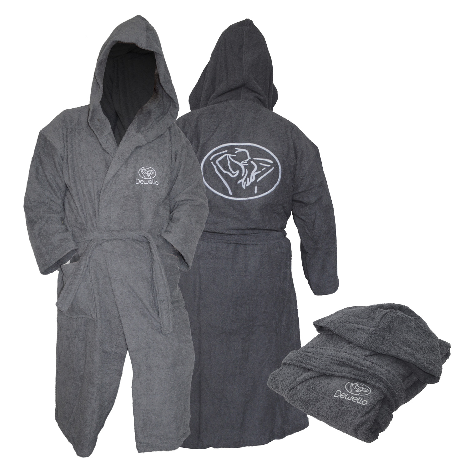 Dewello Bademantel mit Kapuze Baumwolle 1 Dewello Bademantel mit Kapuze Baumwolle