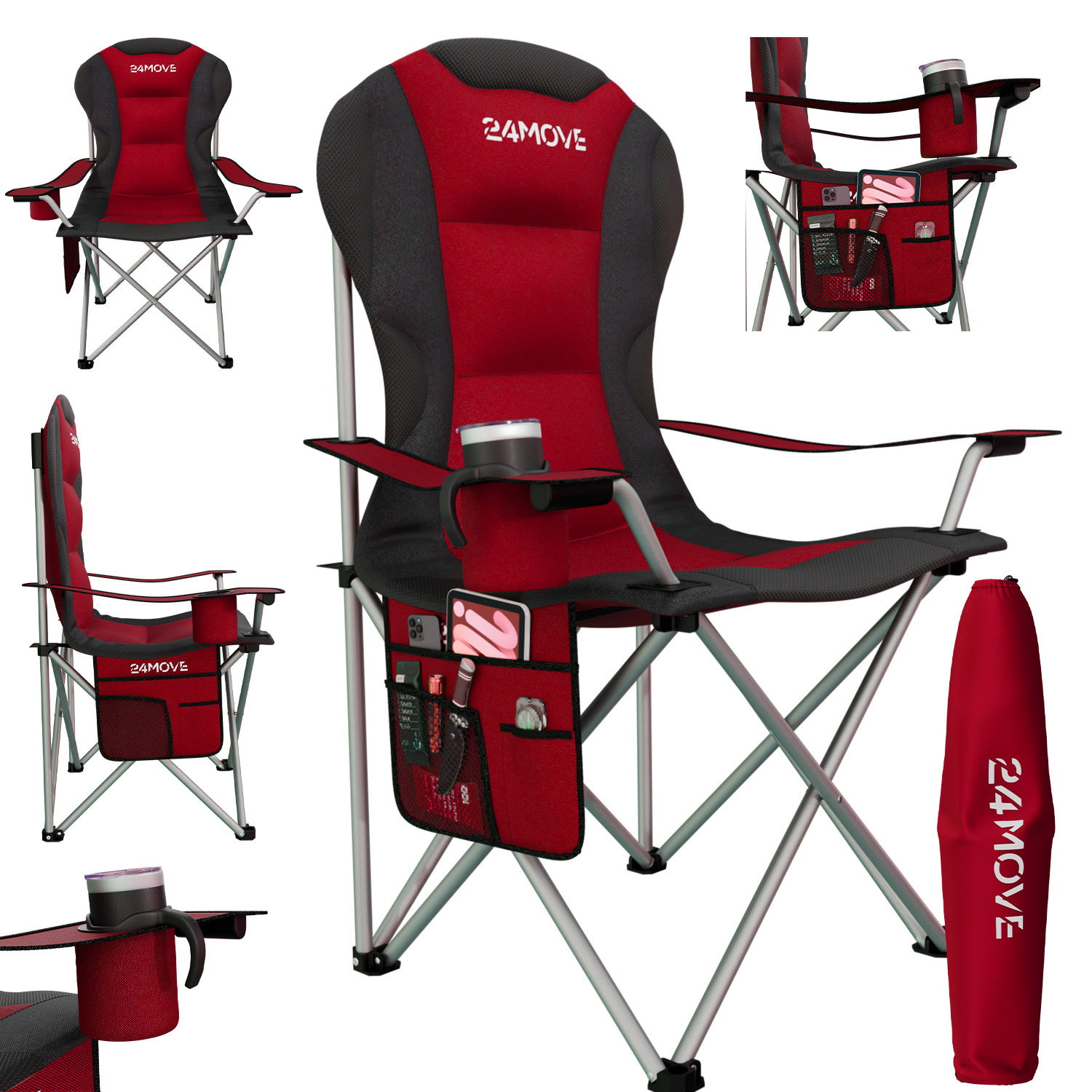 24MOVE® Campingstuhl Klappstuhl Outdoor SALVADOR rot 1 24MOVE® Campingstuhl Klappstuhl Outdoor SALVADOR rot