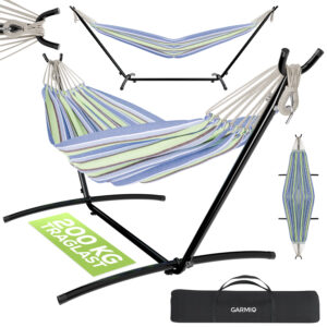 GARMIO® Hängematte VENEDIG blau-grün gestreift