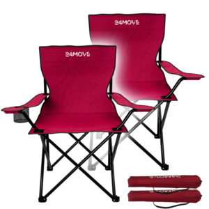 24MOVE® Campingstuhl Klappstuhl rot 2er Set