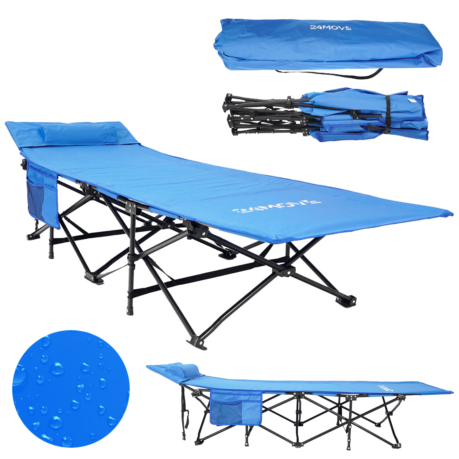 24MOVE® Feldbett Campingbett Klappbett Campingliege klappbar BORBA blau 1 24MOVE® Feldbett Campingbett Klappbett Campingliege klappbar BORBA blau