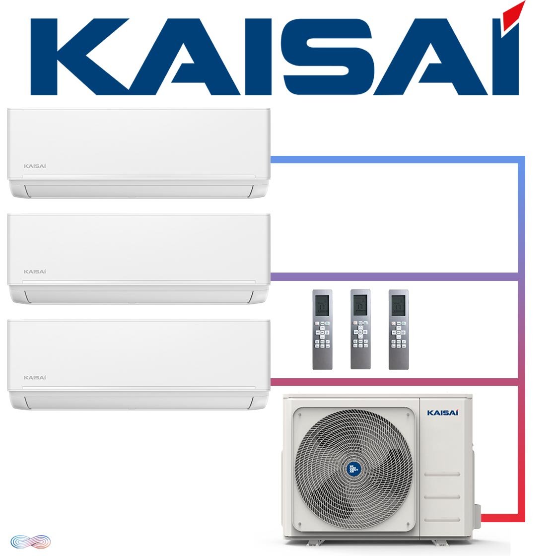 Kaisai ICE Set 3× 2,6 kW Wandgerät + 7,9 kW Außengerät | Weiß"" 1 Kaisai ICE Set 3× 2,6 kW Wandgerät + 7,9 kW Außengerät | Weiß""