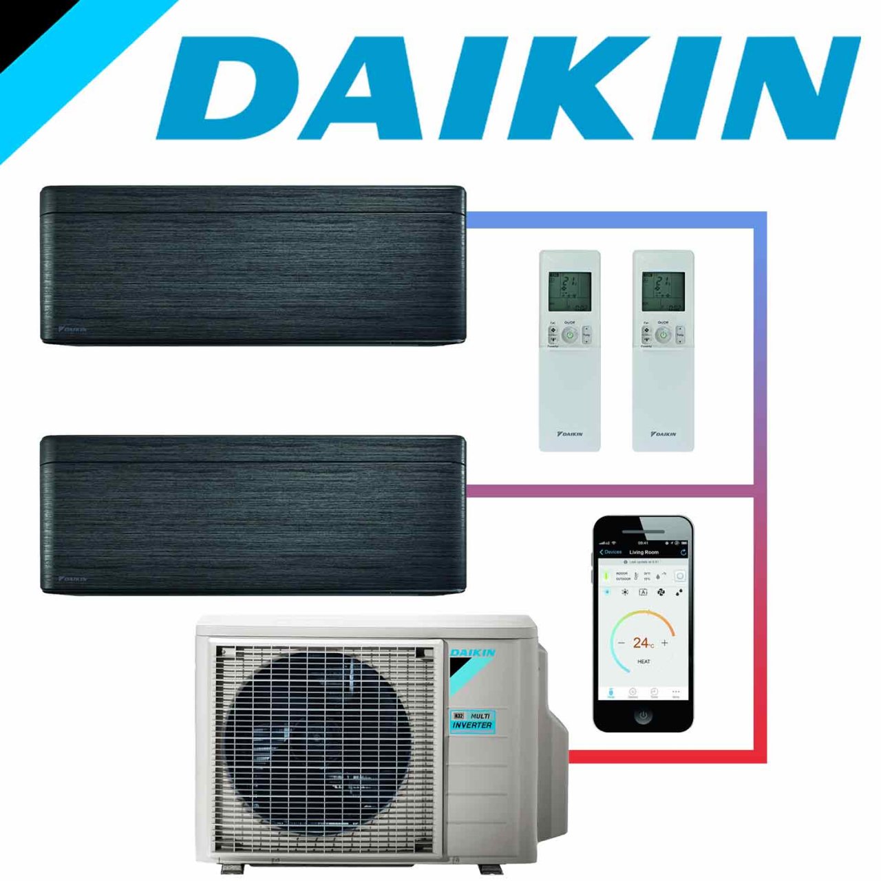 SET DAIKIN STYLISH mit 2 Wandgeräten 5 kW Blackwood und... 1 SET DAIKIN STYLISH mit 2 Wandgeräten 5 kW Blackwood und...