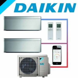 SET DAIKIN STYLISH mit 2 Wandgeräten 2,0 kW Silber und...
