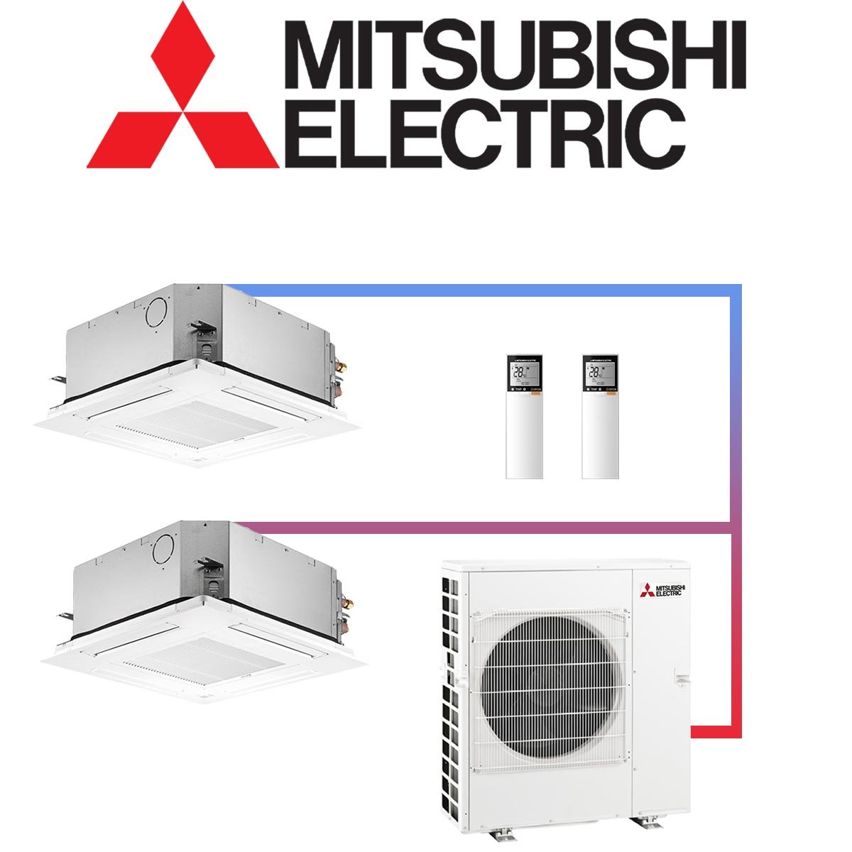 Mitsubishi Electric Klimaanlage 2x 5 kW Deckenkassette & 10,2 kW... 1 Mitsubishi Electric Klimaanlage 2x 5 kW Deckenkassette & 10,2 kW...