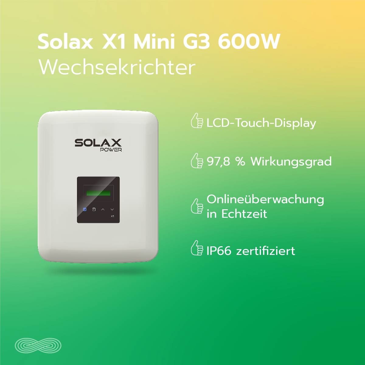 SolaX X1-0.6-S-D Mini G3 600W | Solar Wechselrichter mit WiFi"" 1 SolaX X1-0.6-S-D Mini G3 600W | Solar Wechselrichter mit WiFi""