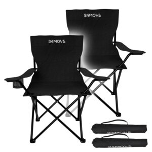 24MOVE® Campingstuhl Klappstuhl schwarz 2er Set