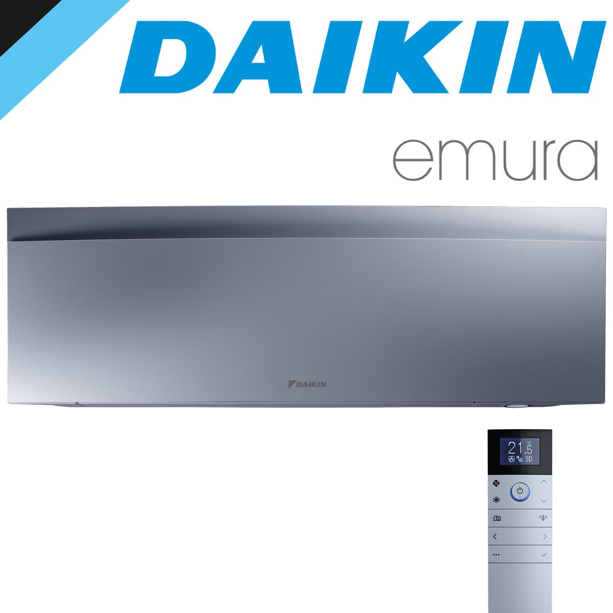 DAIKIN Emura 3 Wandgerät FTXJ50AS 5,0 kW | Silber"" 1 DAIKIN Emura 3 Wandgerät FTXJ50AS 5,0 kW | Silber""