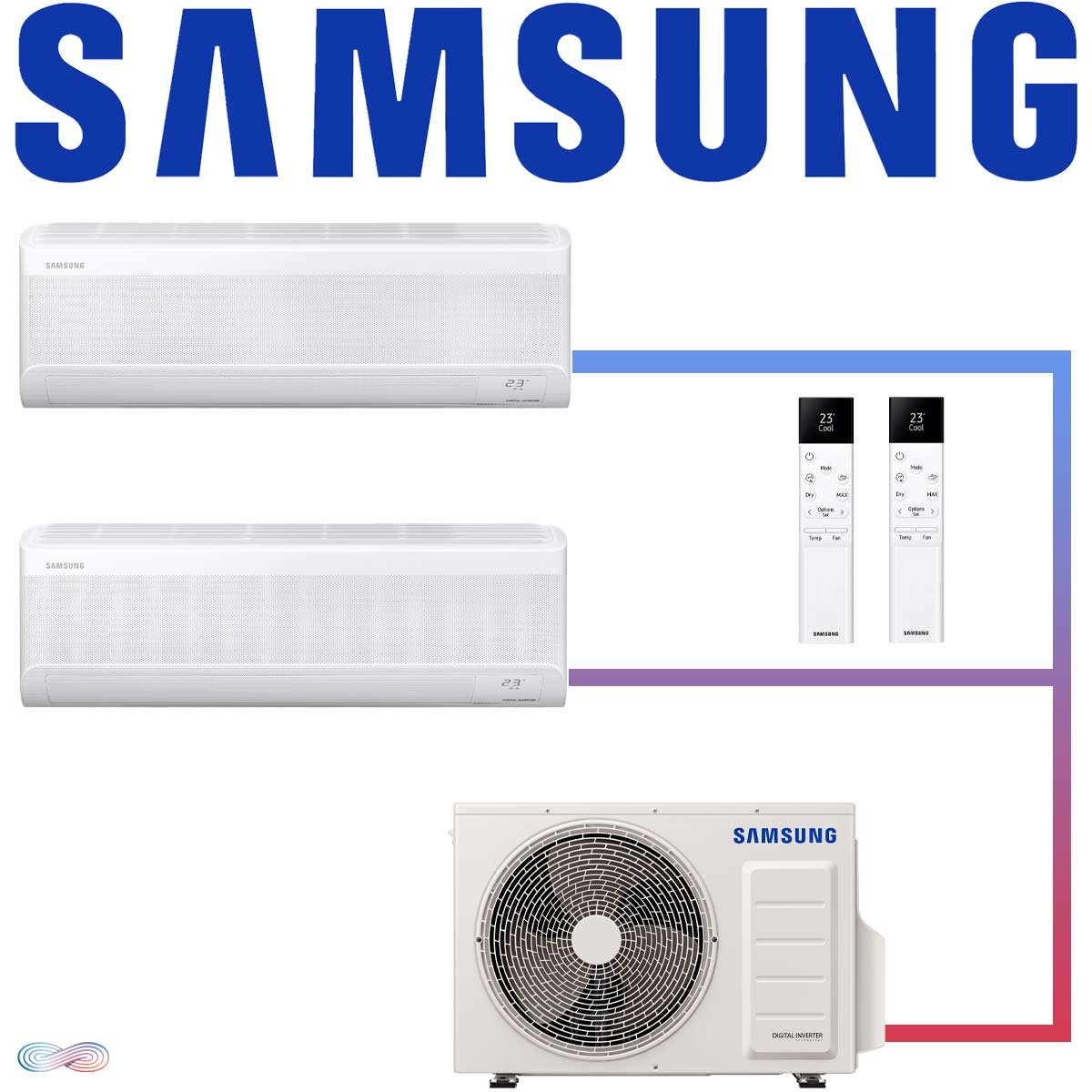 Samsung Wind-Free Standard Set 2× 3,5 kW Wandgerät + 5 kW Außengerät"" 1 Samsung Wind-Free Standard Set 2× 3,5 kW Wandgerät + 5 kW Außengerät""