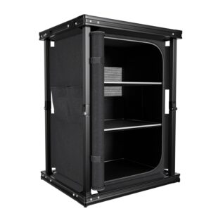 24MOVE® Campingküche BERGAMO faltbar, Aluminium Reiseküche mit Arbeitsplatte & geräumigen Staufächern