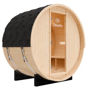 Dewello Outdoor Fasssauna Gartensauna BAY 135x200