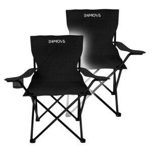 24MOVE® Campingstuhl Klappstuhl schwarz 2er Set