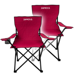 24MOVE® Campingstuhl Klappstuhl rot 2er Set