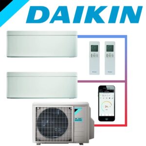 SET DAIKIN STYLISH mit 2 Wandgeräten 5 kW Weiß und Außeneinheit 9 kW""
