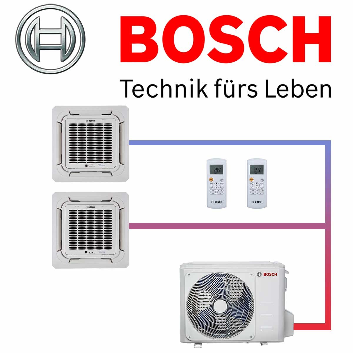 BOSCH Set Climate 5000 10,6 kW mit 2 Deckenkassetten 5,3 kW für... 1 BOSCH Set Climate 5000 10,6 kW mit 2 Deckenkassetten 5,3 kW für...