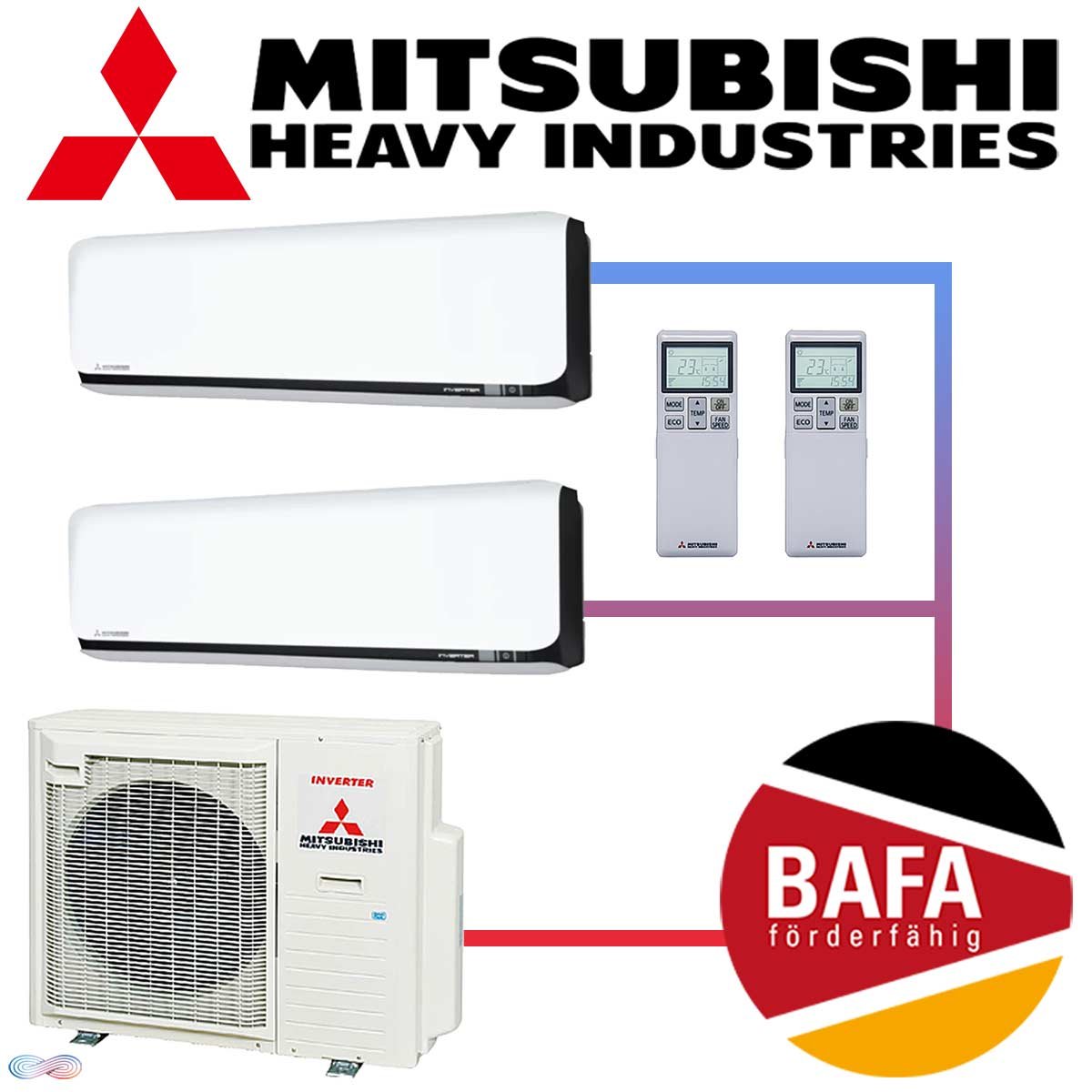 Mitsubishi Heavy Klimaanlage 2,5 kW + 3,5 kW SRK-ZSX-WFB & 5 kW... 1 Mitsubishi Heavy Klimaanlage 2,5 kW + 3,5 kW SRK-ZSX-WFB & 5 kW...