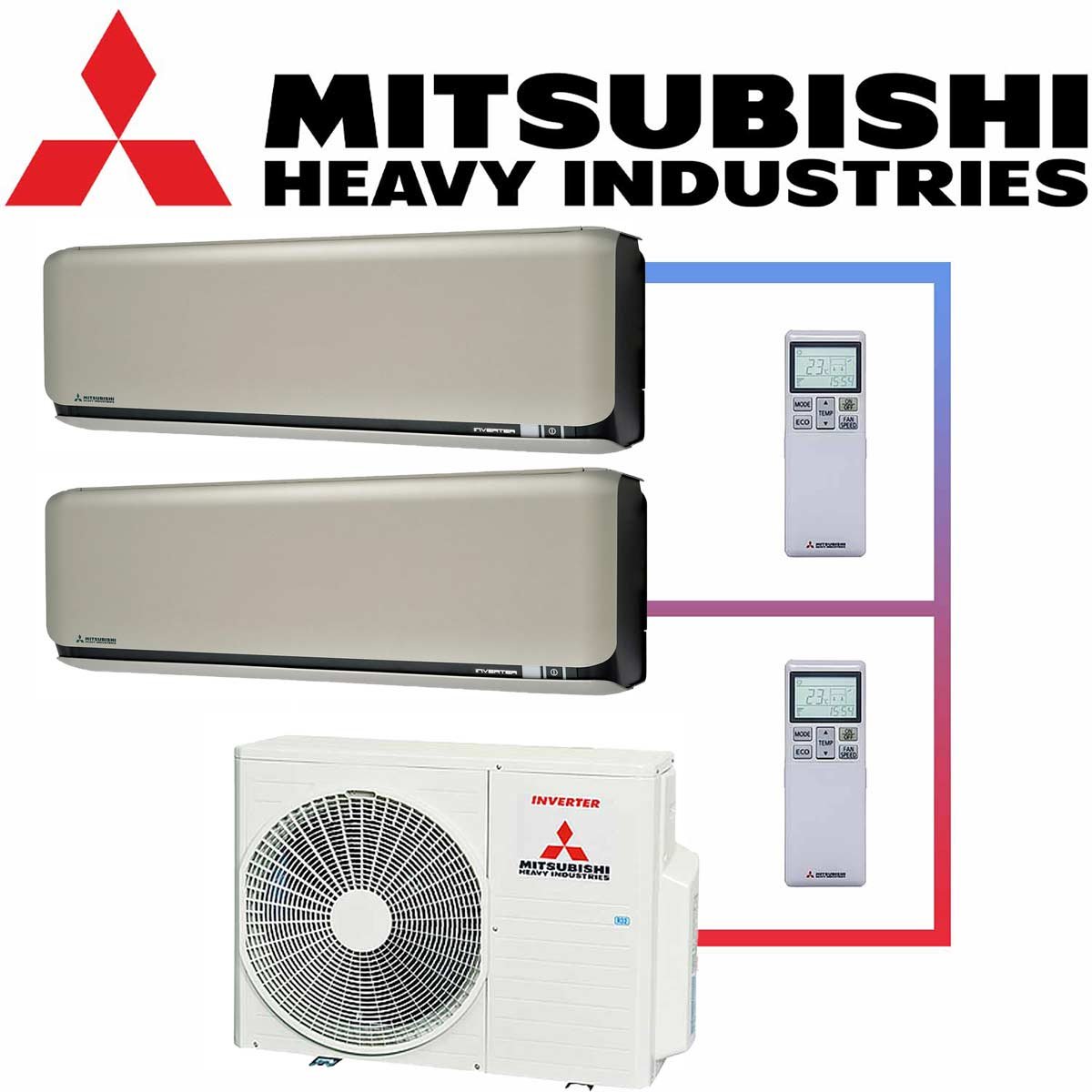 Mitsubishi Heavy Klimaanlage 2x 2,5 kW Wandgerät SRK25ZSX-WFT & 5... 1 Mitsubishi Heavy Klimaanlage 2x 2,5 kW Wandgerät SRK25ZSX-WFT & 5...