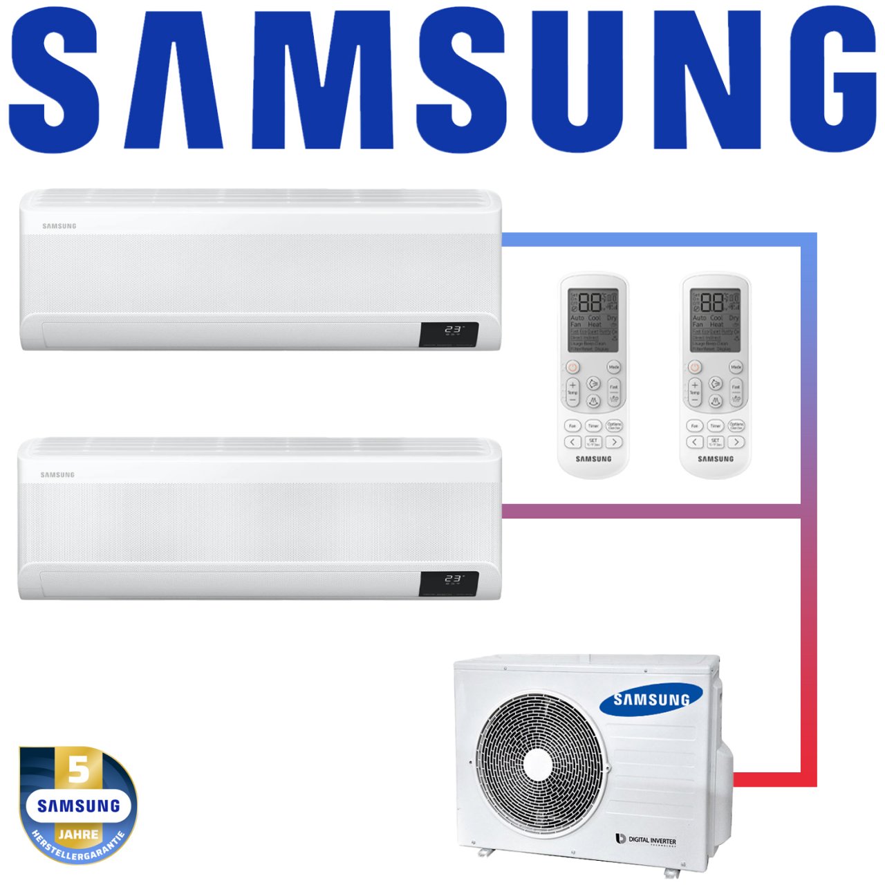 Samsung Multisplit 2x Wind-Free Exklusiv AR 07 Wandgerät 2,0 kW... 1 Samsung Multisplit 2x Wind-Free Exklusiv AR 07 Wandgerät 2,0 kW...