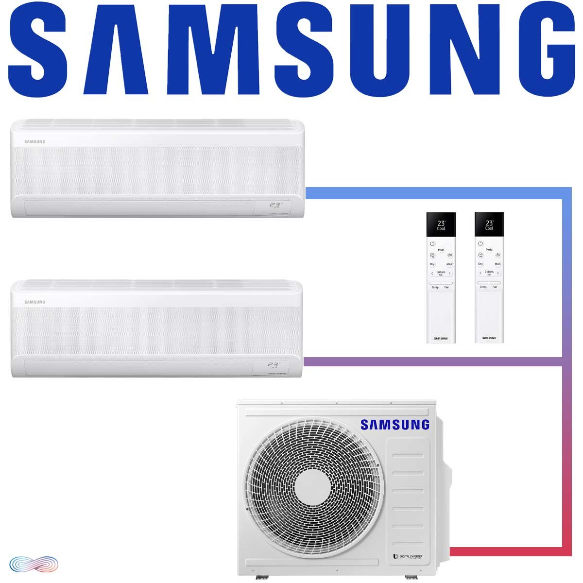 Samsung Wind-Free Standard Set 2× 5 kW Wandgerät + 8 kW Außengerät"" 1 Samsung Wind-Free Standard Set 2× 5 kW Wandgerät + 8 kW Außengerät""