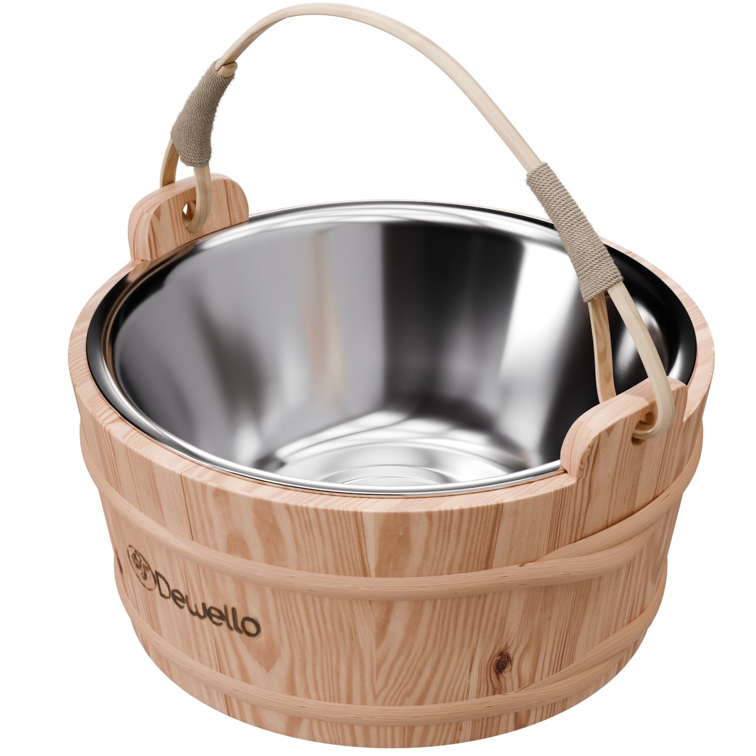 Dewello Sauna-Eimer mit Edelstahl-Einsatz – 3 Liter, Hemlock-Holz, Bambusstreben 1 Dewello Sauna-Eimer mit Edelstahl-Einsatz – 3 Liter, Hemlock-Holz, Bambusstreben