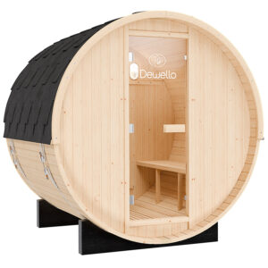 Dewello Outdoor Fasssauna Gartensauna BAY 180x200
