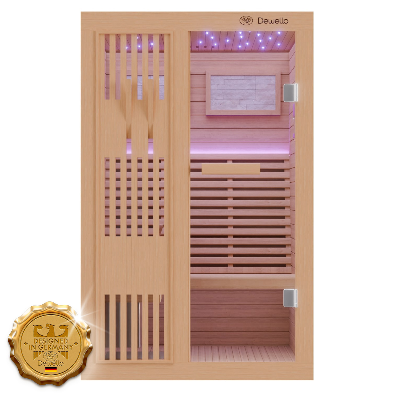 Dewello Finnische Sauna MINTO 120cm x 120cm 1 Dewello Finnische Sauna MINTO 120cm x 120cm