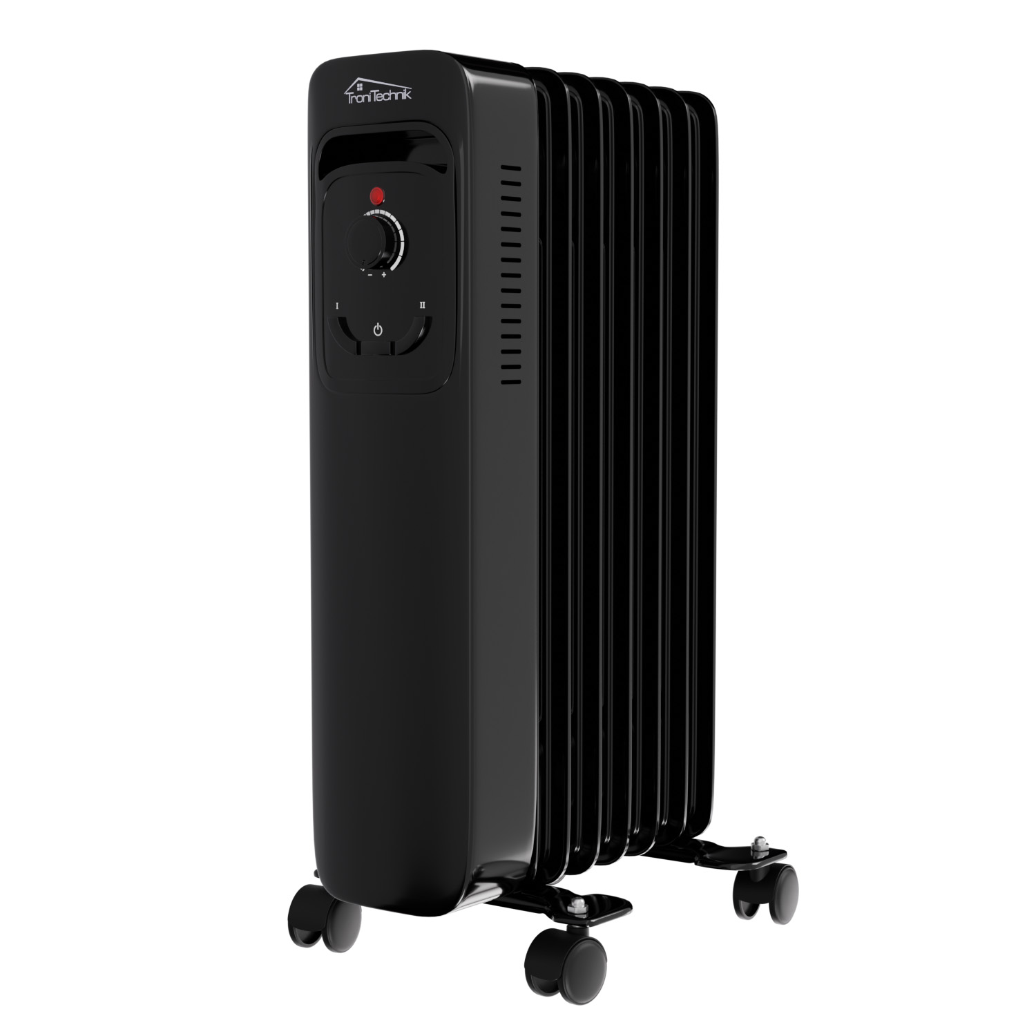 Ölradiator, Elektroheizung TT-OR 207 in schwarz mit 7 Rippen und 1500 Watt, drei Heizstufen (600W, 900W, 1500W) 1 Ölradiator, Elektroheizung TT-OR 207 in schwarz mit 7 Rippen und 1500 Watt, drei Heizstufen (600W, 900W, 1500W)