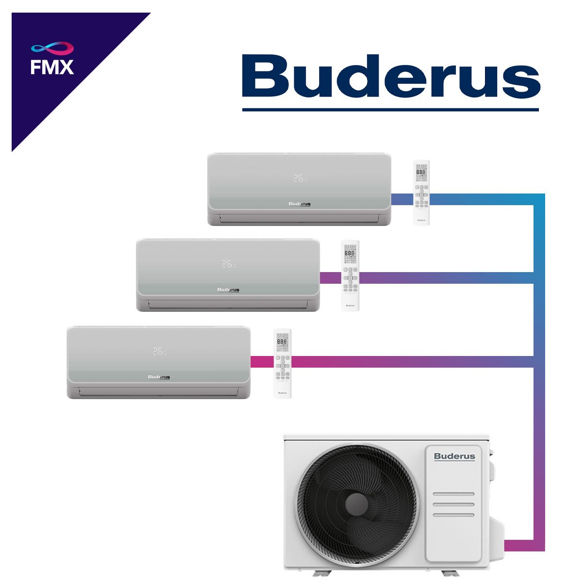 Buderus Logacool Set 2× 2,6 kW & 7,0 kW Wandgeräte + 12,3 kW... 1 Buderus Logacool Set 2× 2,6 kW & 7,0 kW Wandgeräte + 12,3 kW...