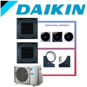 SET DAIKIN 2x Roundflow FCAG 5kW Deckenkassetten schwarz inkl....