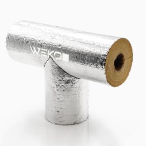 Mineralwolle Rohrisolierung T-Stück mit Klebeverschluss | 28mm x 30mm Dämmstärke | WEKOFLEX® für Heizung & Sanitär | 100% GEG