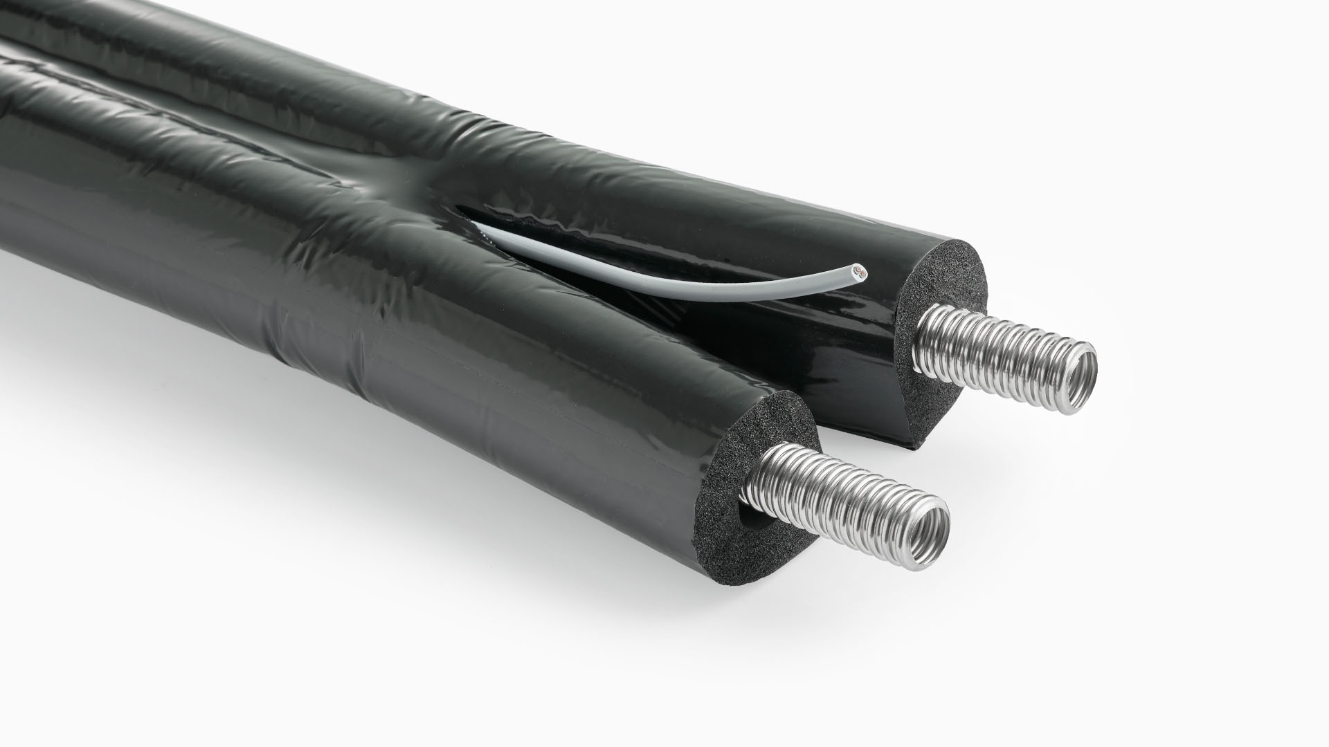 Isoliertes teilbares Solar Doppelwellrohr aus Edelstahl | DN20 | 10m | Aeroline inox split 100 | 100% GEG 1 Isoliertes teilbares Solar Doppelwellrohr aus Edelstahl | DN20 | 10m | Aeroline inox split 100 | 100% GEG