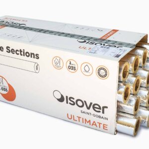 Mineralwolle Rohrisolierung 1,2m Isolierschale mit Klebeverschluss | 108mm x 30mm Dämmstärke | Isover | VPE Karton