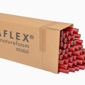 Rohrisolierung PE 2m robuste rote Außenhaut | 42mm x 9mm Dämmstärke | NMC Climaflex Stabil | VPE Karton