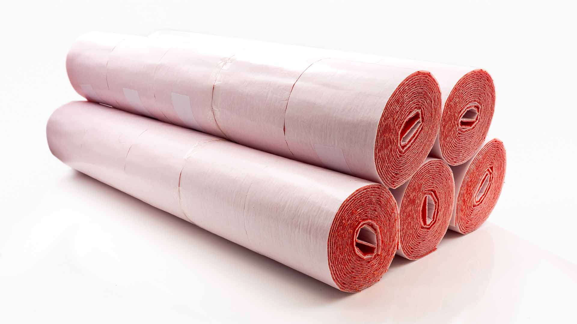 Wickelstreifen / Wickelband PE selbstklebend mit roter Schutzhaut | 2mm Dämmstärke | 70mm x 90m | 25 Rollen 1 Wickelstreifen / Wickelband PE selbstklebend mit roter Schutzhaut | 2mm Dämmstärke | 70mm x 90m | 25 Rollen