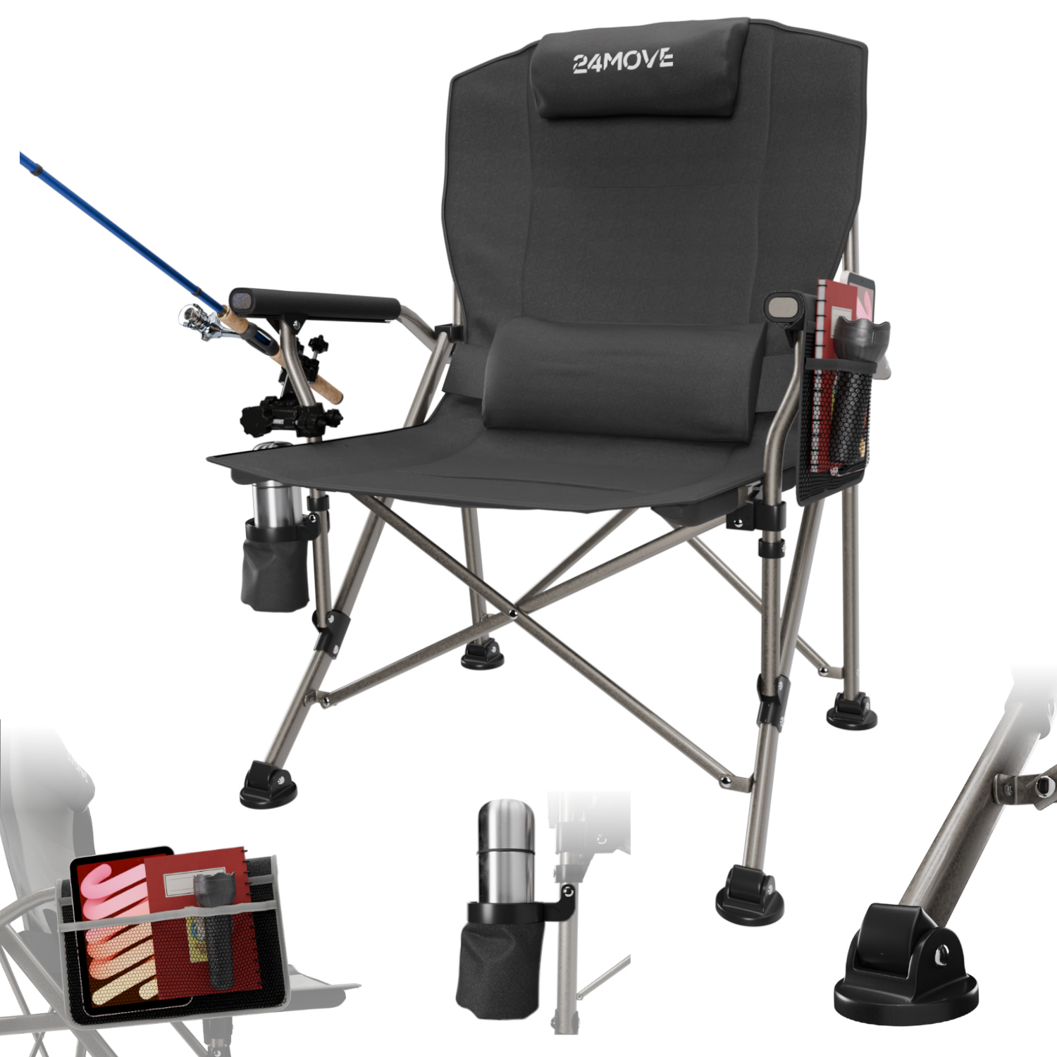 24MOVE® Campingstuhl Anglerstuhl CABO schwarz 1 24MOVE® Campingstuhl Anglerstuhl CABO schwarz