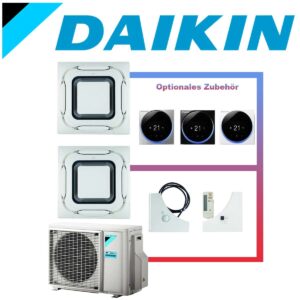 SET DAIKIN 2x Roundflow FCAG 5kW Deckenkassetten Design-Blenden...