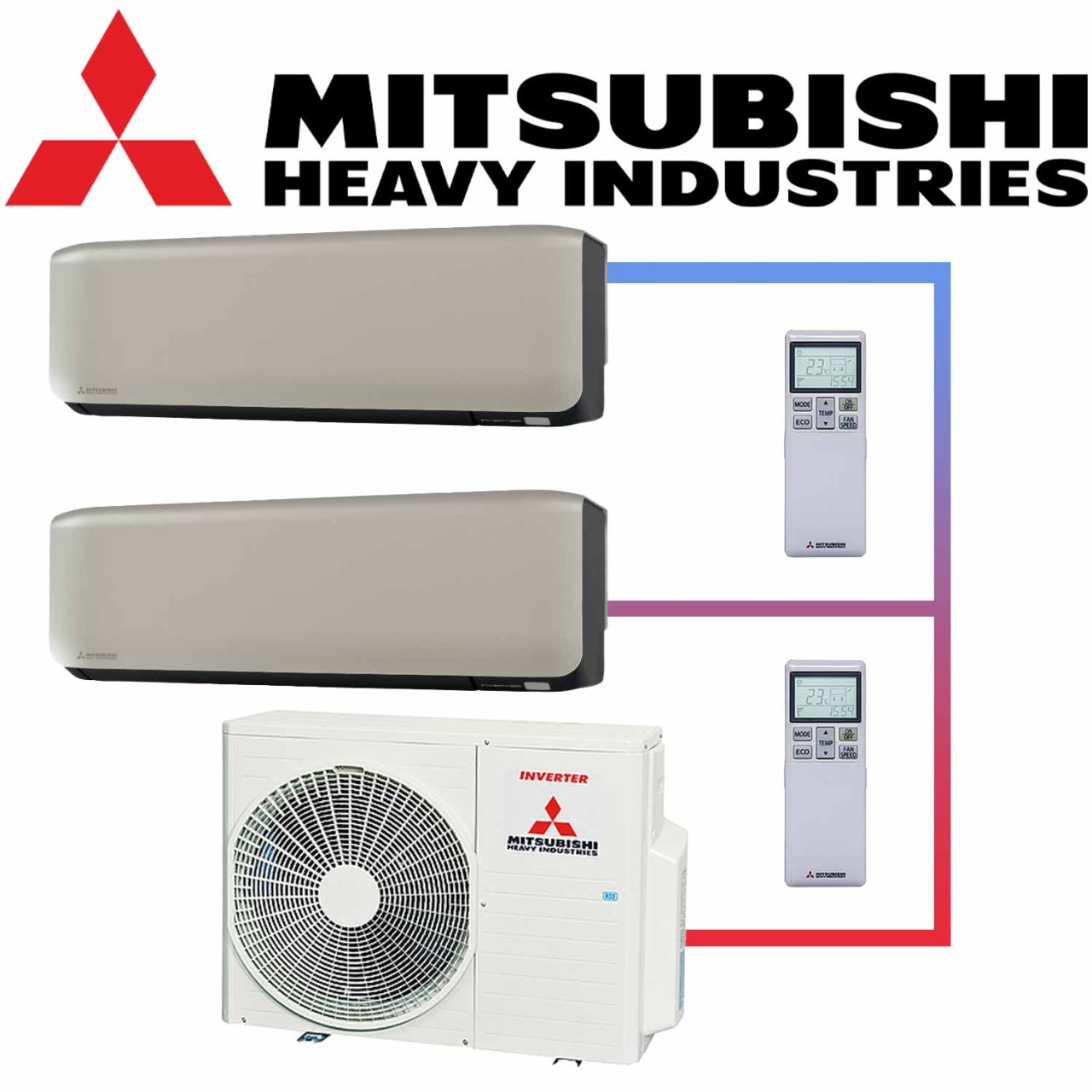 SET MITSUBISHI mit 2 Wandgeräten 2,5kW SRK25 titanium und... 1 SET MITSUBISHI mit 2 Wandgeräten 2,5kW SRK25 titanium und...