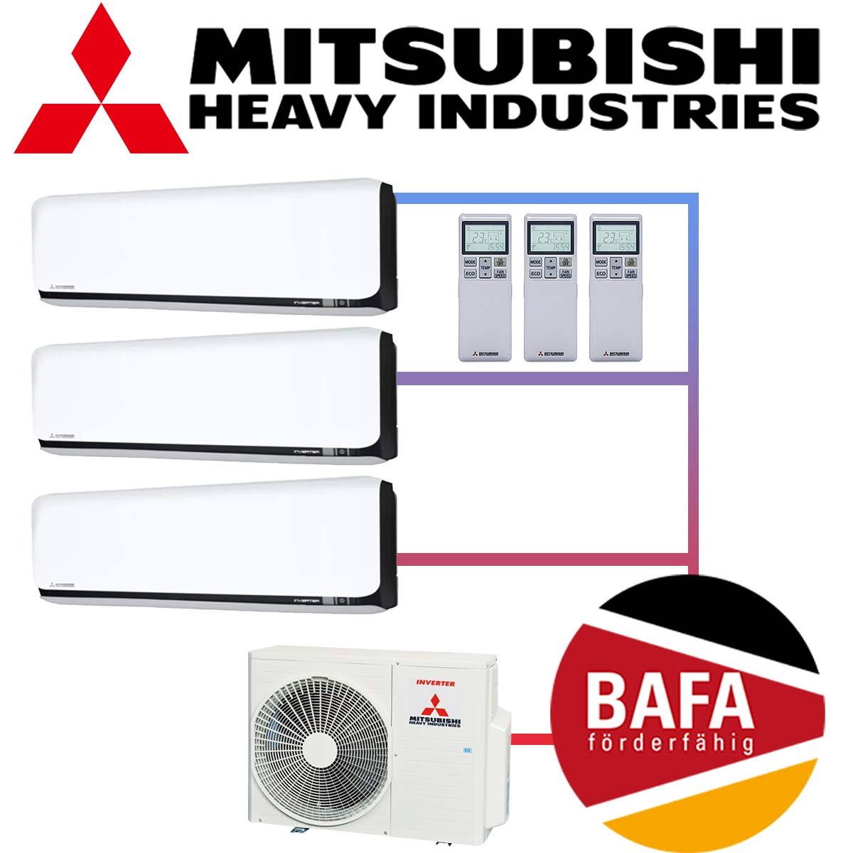 Mitsubishi Heavy Klimaanlage 3x 2,5 kW SRK25ZSX-WFB & 6 kW... 1 Mitsubishi Heavy Klimaanlage 3x 2,5 kW SRK25ZSX-WFB & 6 kW...