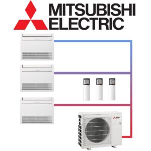 Mitsubishi Electric Set 3x 2,5 kW Truhengerät & 6,8 kW Außengerät...