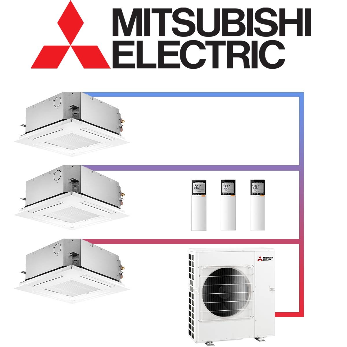 Mitsubishi Electric Klimaanlage 3x 5 kW Deckenkassette & 12,2 kW... 1 Mitsubishi Electric Klimaanlage 3x 5 kW Deckenkassette & 12,2 kW...